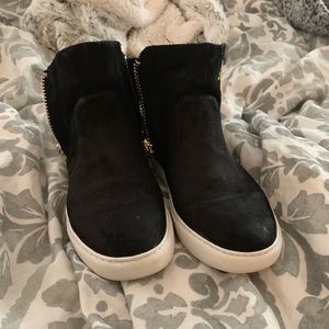 Suede zip up high top sneakers
